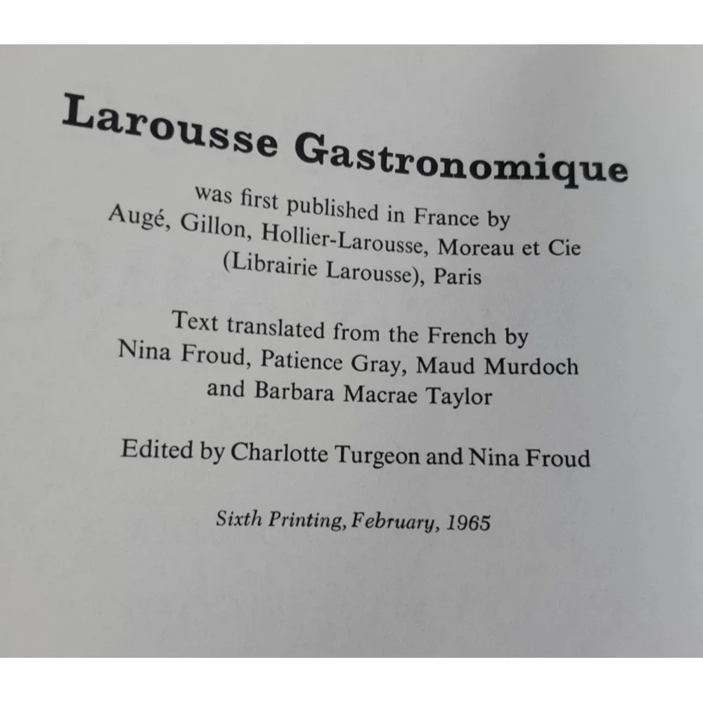 Larousse Gastronomique Cookbook The Encyclopedia of Food Wine VTG 1961 HC HB